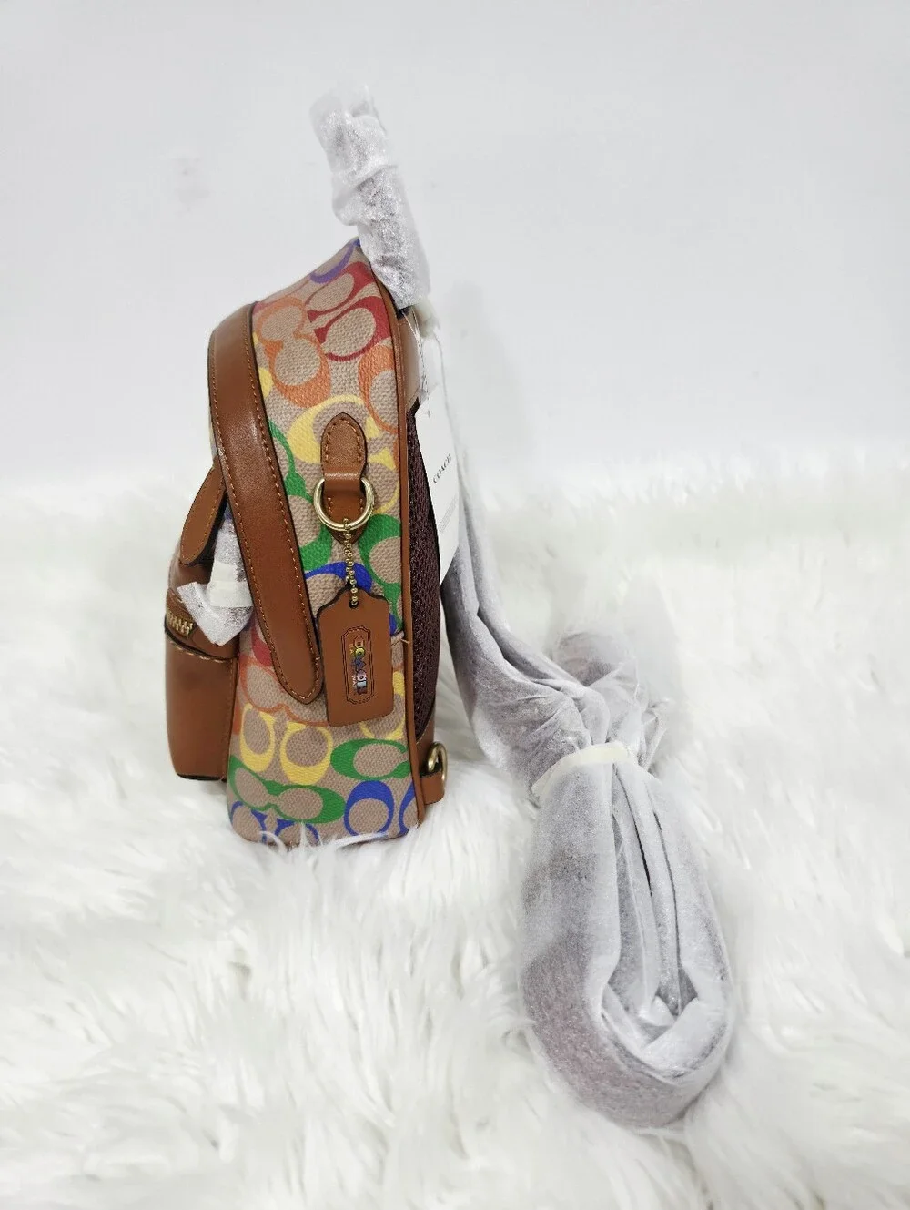 Coach Charter Backpack 18 Rainbow Signature Canvas Leather New With Tags